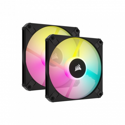 CORSAIR AF120 RGB SLIM, 120MMX15MM FLUID DYNAMIC RGB FAN - DUAL PACK WITH LIGHTING NODE CORE