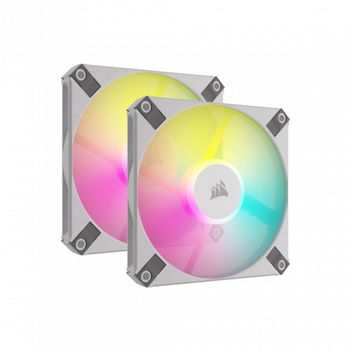 CORSAIR AF120 RGB SLIM WHITE, 120MM FLUID DYNAMIC RGB FAN - DUAL PACK WITH LIGHTING NODE CORE