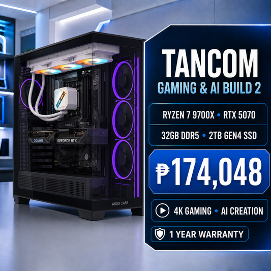 TANCOM Gaming & AI Build 2 – Ryzen 7 9700X / RTX 5070 package overview - fully assembled exact components
