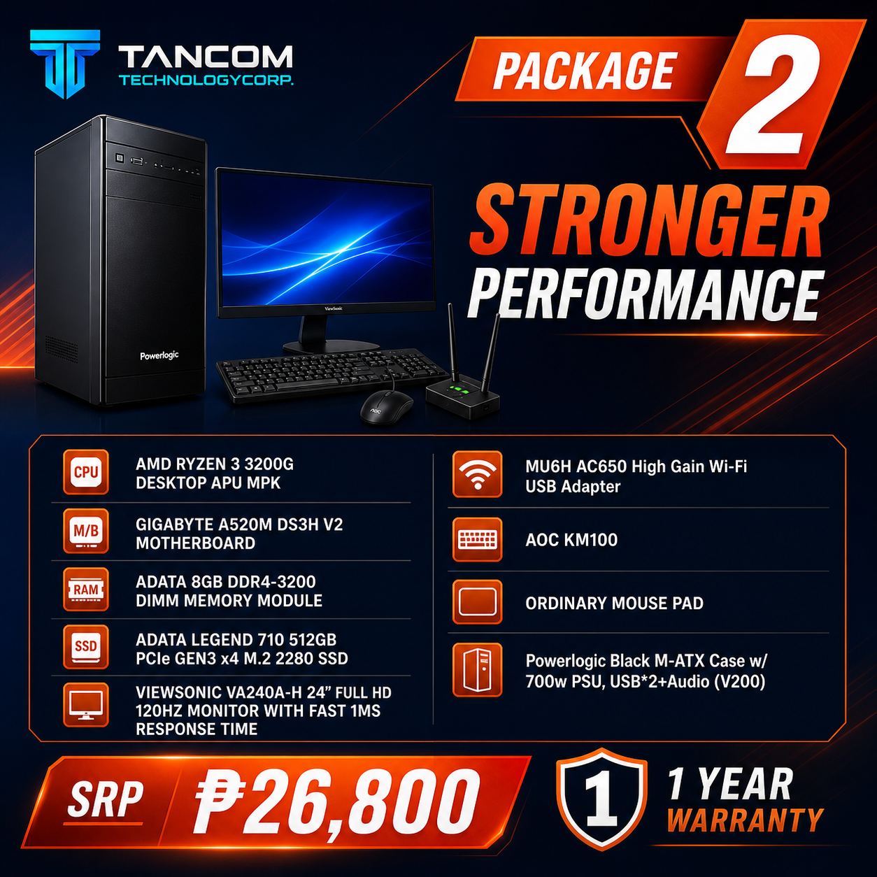 TANCOM Computer Package 2 – AMD Ryzen 3 3200G Stronger Performance specifications and price