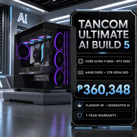 TANCOM Ultimate AI Build 5 – Core Ultra 9 285K / RTX 5080 / 64GB package overview - fully assembled exact components